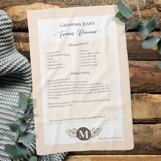 Family Recipe Keepsake Heirloom Tea Towel (Creator Uploaded)