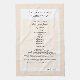 Family Recipe Keepsake Heirloom Text Tea Towel