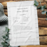 Family Recipe Keepsake Heirloom Wood Tea Towel<br><div class="desc">Keepsake family recipe tea towel. Share uncle Jim's chilli recipe or great aunt Aggie's all time favourite thanksgiving casserole dish. Elegant and simple template design can easily be adjusted to share your family recipes as mother's day, birthday, or Christmas gifts. Custom family name with initials. Colours can be changed. Great...</div>