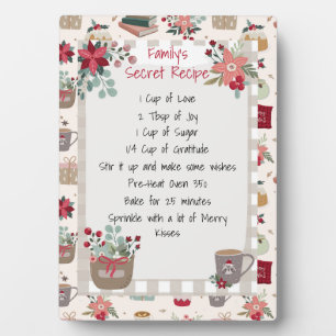 Family Recipe Keepsake Holiday Plaque