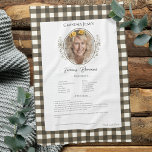 Family Recipe Keepsake Photo Gingham Tea Towel<br><div class="desc">Keepsake family recipe tea towel. Share uncle Jim's chilli recipe or great aunt Aggie's all time favourite thanksgiving casserole dish. Elegant and simple template design can easily be adjusted to share your family recipes as mother's day, birthday, or Christmas gifts. Custom family name with initials. Colours can be changed. Great...</div>
