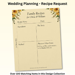 Family Recipe Sheets, Golden Yellow Flowers Suite Custom Letterhead