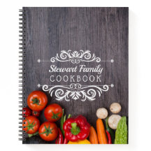 Family Recipes Cookbook Rustic Wood Personalised