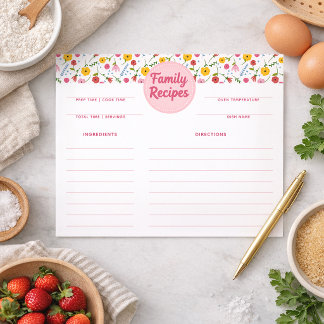 Family Recipes Floral Recipe Cards