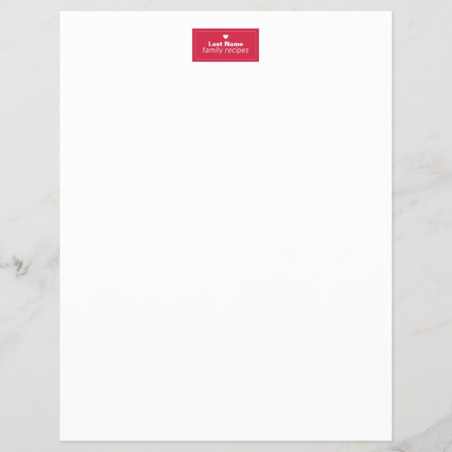 Family Recipes Flyer (Front)