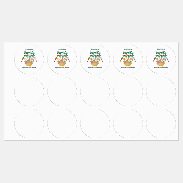 Family Recipes Kitchen Stickers (Sheet)