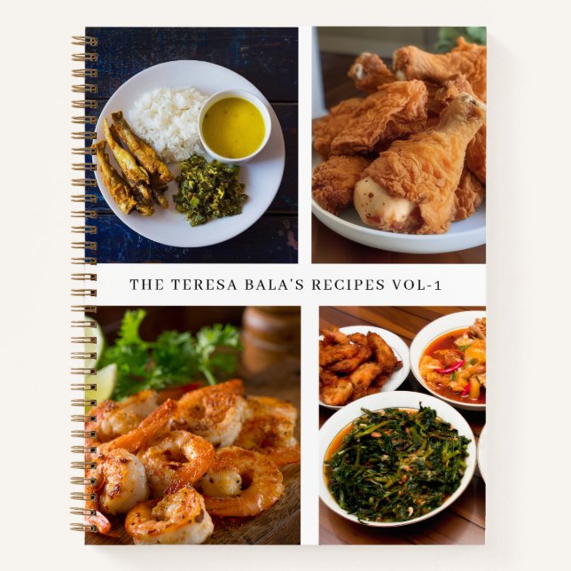 Family Recipes Minimalist Clean Simple White Notebook (Front)