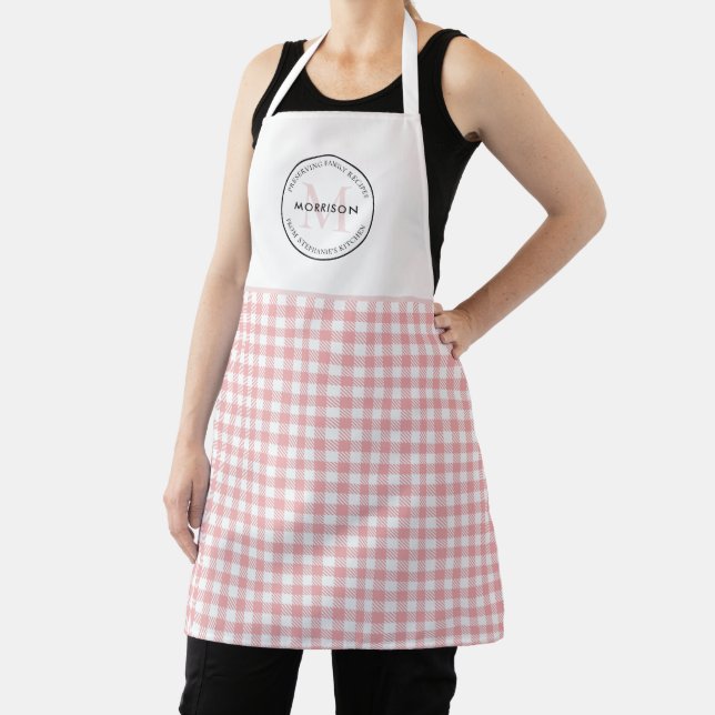 Family Recipes Red Gingham Monogram Apron (Insitu)