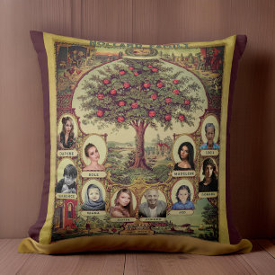 Family Records Tree Keepsake Burgundy Cushion