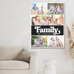 Family Retro Typography Photo Collage Canvas Print