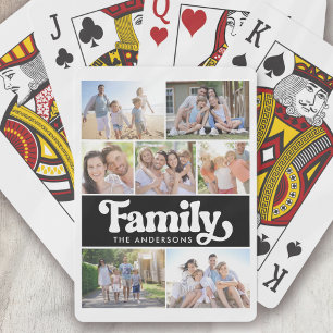 Family Retro Typography Photo Collage Playing Cards