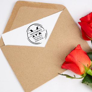 Family Return Address with Monogram,  Rubber Stamp