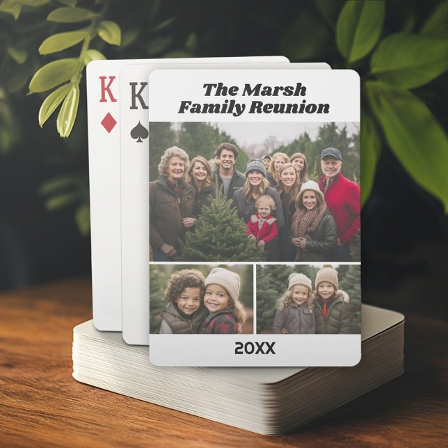 Family Reunion 3 Photo collage - white black Playing Cards (Custom Poker Playing Cards)