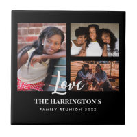 Family Reunion 3 Section Photo Collage Black Frame