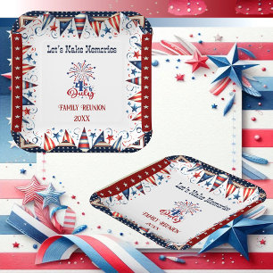 Family Reunion 4th July Stars Firecracker Bunting  Paper Plate
