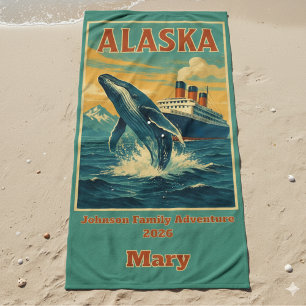 Family Reunion Alaska Whale Cruise Beach Towel