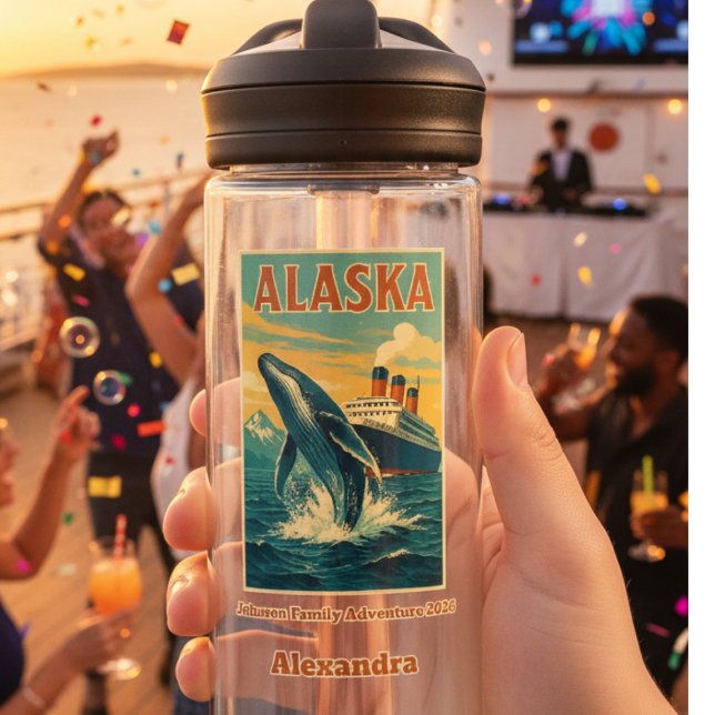 Family Reunion Alaska Whale Cruise Water Bottle (Alaska Family Reunion Personalized Water Bottle)