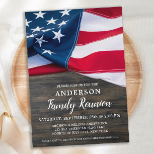 Family Reunion American Flag Patriotic Party  Invitation