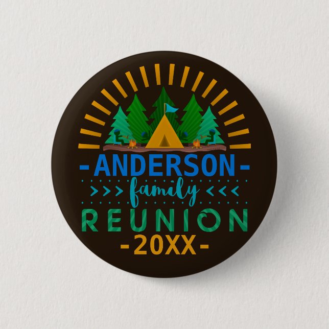 Family Reunion Annual Camping Trip | Custom Name 6 Cm Round Badge (Front)