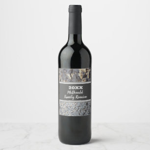 Family Reunion Annual Dinner Black Grey Mosaic Wine Label