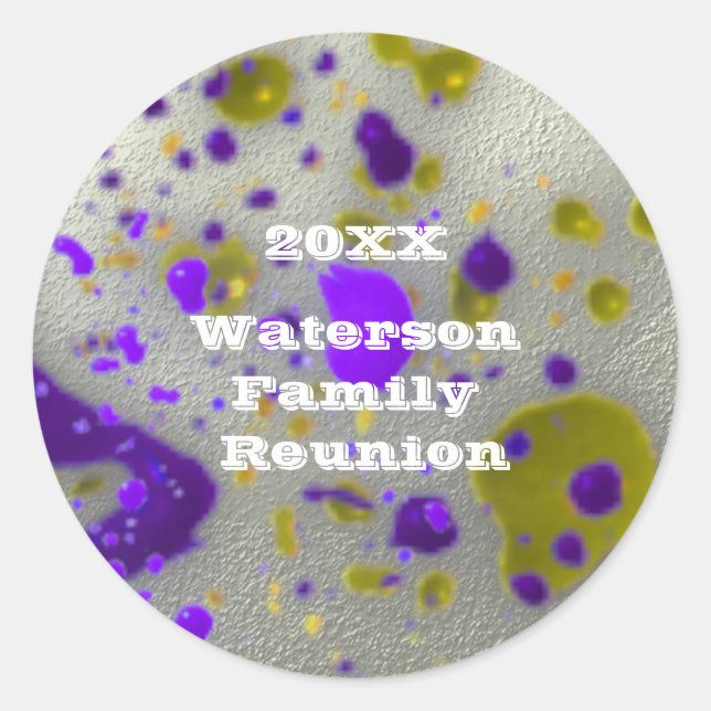 Family Reunion Artistic Paint Spots Modern Classic Round Sticker (Front)
