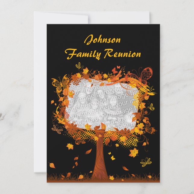 Family Reunion Autumn Tree Photo Frame Invitation (Front)