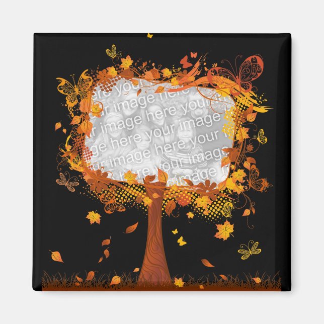 Family Reunion Autumn Tree Photo Frame Magnet (Front)