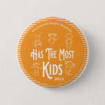 Family Reunion Award Has The Most Kids Children 6 Cm Round Badge<br><div class="desc">It's fun getting together with your family and reconnecting, sharing stories and learning about family genealogy. It's also fun to have an awards ceremony at your Family Reunion gathering. Cute design features happy and smiling kids. This button can be awarded to the Family Member that has the most kids or...</div>