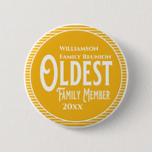 Family Reunion Award Oldest Family Member 6 Cm Round Badge