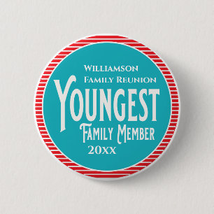 Family Reunion Award Youngest Family Member 6 Cm Round Badge