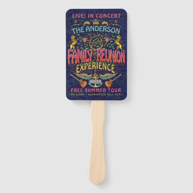 Family Reunion Band Retro 70s Concert Logo Name Hand Fan (Front)