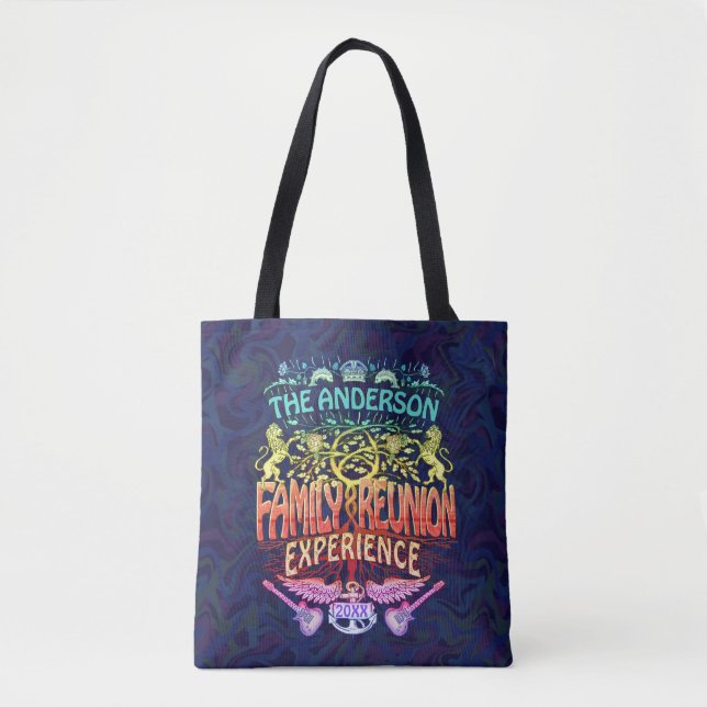 Family Reunion Band Retro 70s Concert Logo Neon Tote Bag (Front)