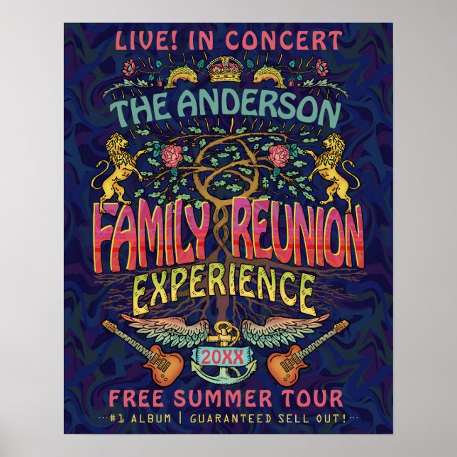 Family Reunion Band Retro 70s Concert Welcome Name Poster (Front)