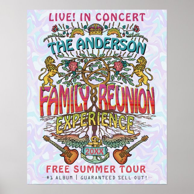 Family Reunion Band Welcome Name Retro 70s Concert Poster (Front)