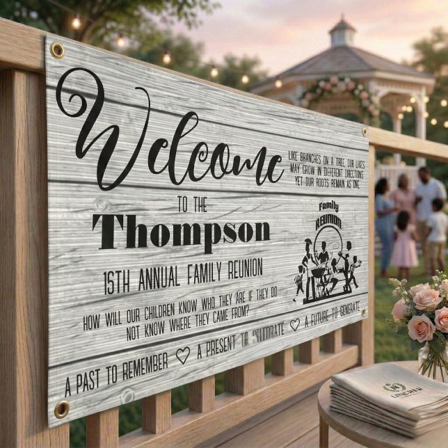 Family Reunion Banner - Rustic White Washed Wood  (Family Reunion Banner )