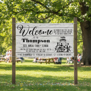 Family Reunion Banner - Rustic White Washed Wood 