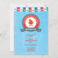 Family Reunion Barbecue Red White Blue Invitation