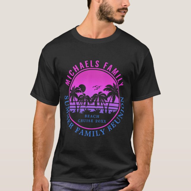 Family Reunion Beach Cruise Sunset Vacation 60s T-Shirt (Front)