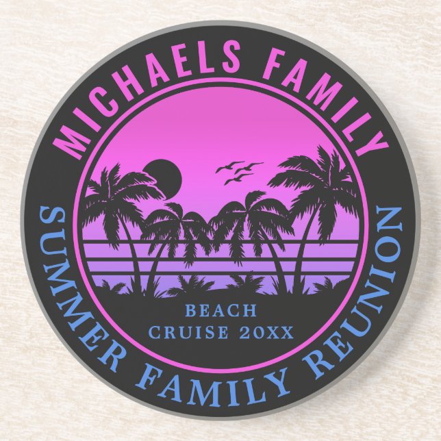 Family Reunion Beach Cruise Sunset Vacation Coaster (Front)