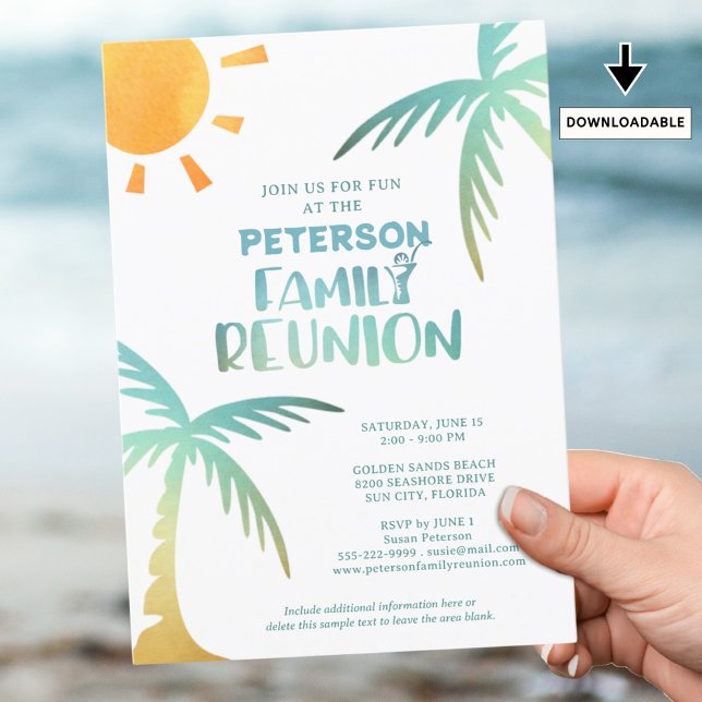 Family Reunion Beach Palm Tree Invitation (Creator Uploaded)