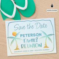 Family Reunion Beach Palm Trees Tropical Script