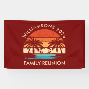 Family Reunion Beach Party Retro sunset Banner