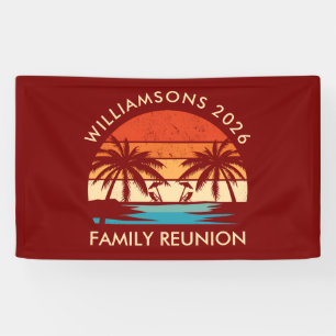 Family Reunion Beach Party Retro sunset Banner