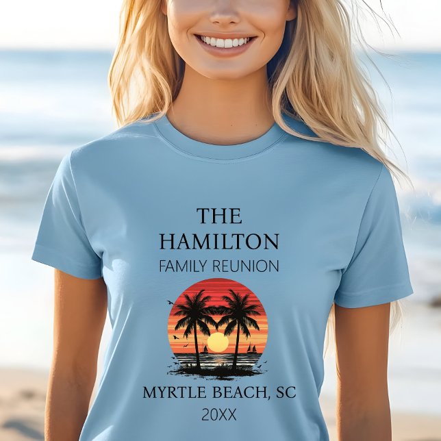 Family Reunion Beach Shirt (Women's Beach Family Reunion  Custom date and location T-shirt with family names on back)