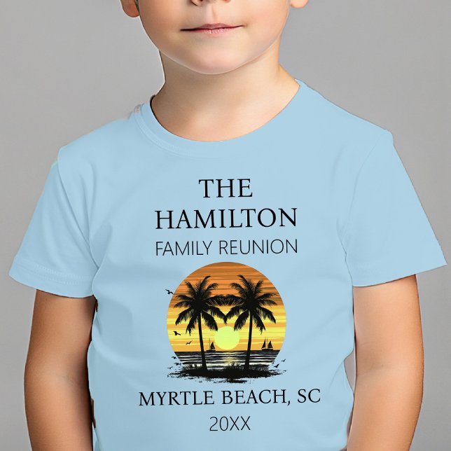 Family Reunion Beach Shirt (Toddler Beach Family Reunion  Custom date and location T-shirt with family names on back)