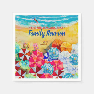 Family Reunion Beach Umbrellas on the Sand Napkin