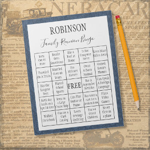 Family Reunion Bingo Game 1 Notepad