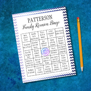 Family Reunion Bingo Game Chevron Notepad