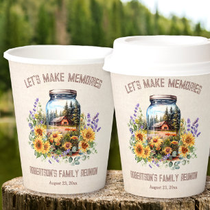 Family Reunion Birthday Forest Cabin Paper Cups