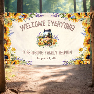 Family Reunion Birthday Forest Cabin Sunflower Banner